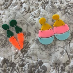 Easter Earrings Bundle of 2 Eggs Carrots Easter Festive Holiday New